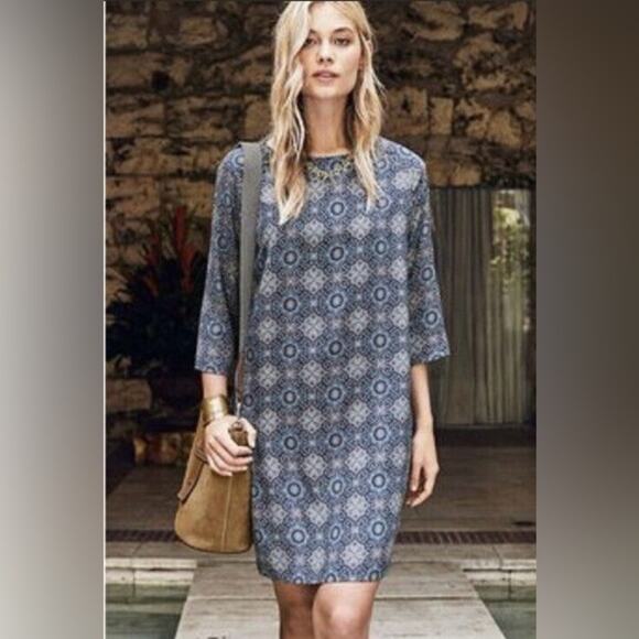 Garnet Hill Mandala Print Silk Shift Dress Size 6 EUC - Picture 1 of 10